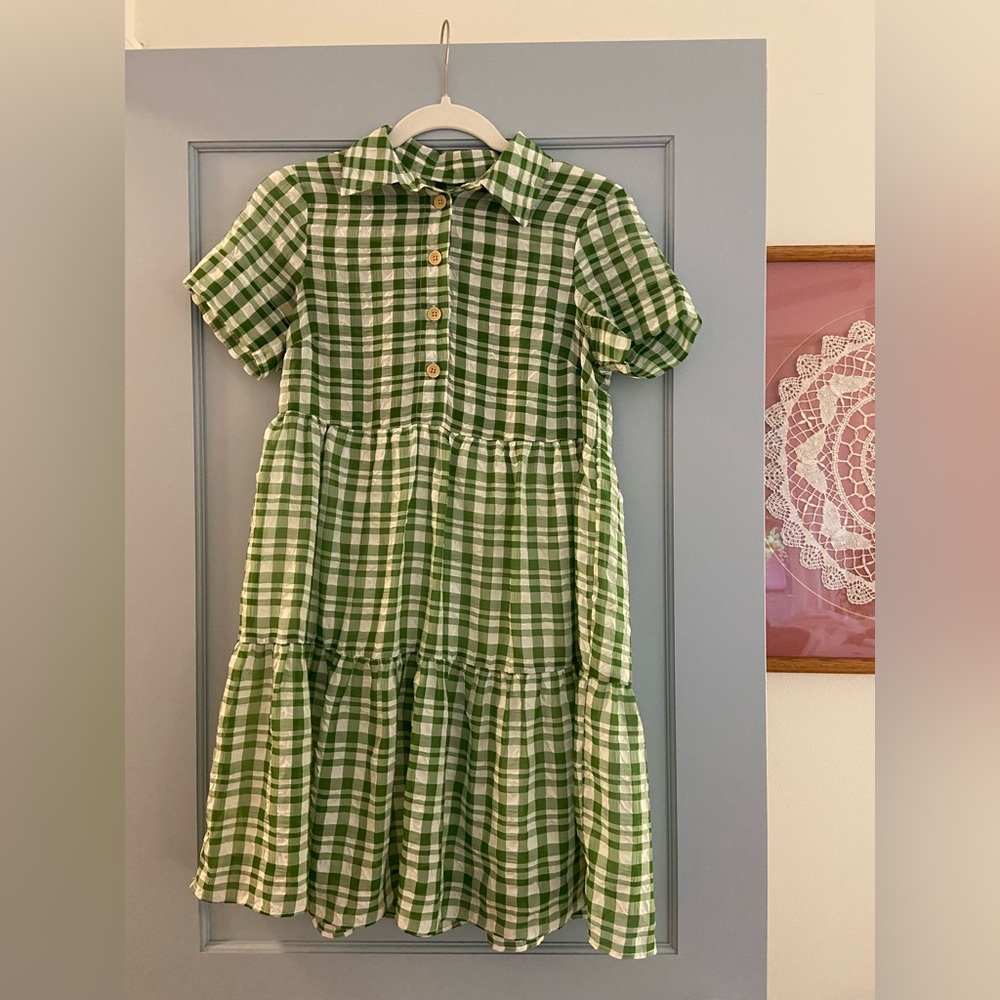 Urban Outfitters Green gingham babydoll dress
